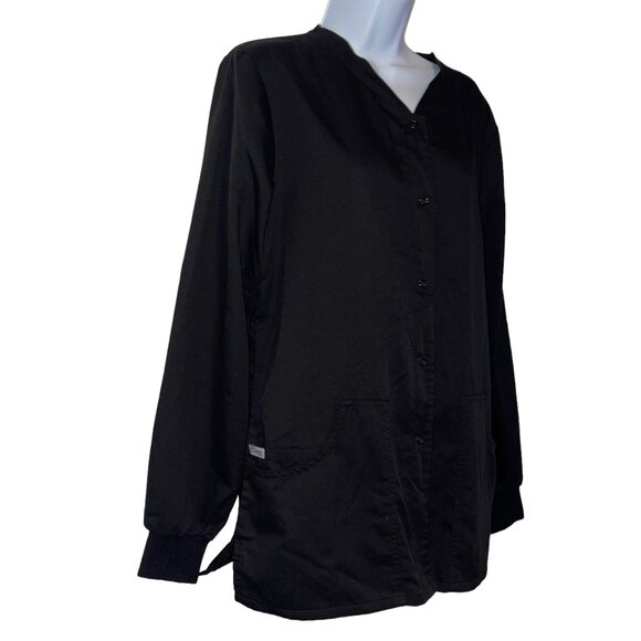 Greys Anatomy by Barco Black Womens M Scrubs Jacket Style 4430 Pockets Solid - Picture 4 of 9